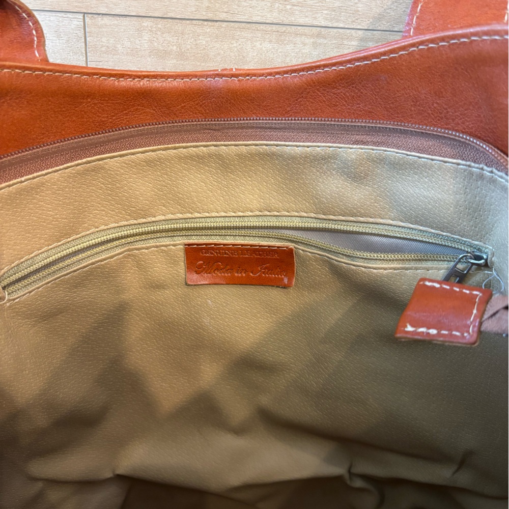 Classic Tan Leather Tote Bag with Sturdy Handles - Picture 5 of 5